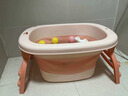 LDVEP德國品牌折疊兒童泡澡桶小孩子可坐全身洗澡桶寶寶浴桶嬰兒洗澡盆 綠色感溫款+中號【64*45*33】 曬單實(shí)拍圖