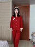 貓人情侶睡衣女春秋款長(cháng)袖【純棉】紅色新婚結婚男士家居服套裝本命年 曬單實(shí)拍圖