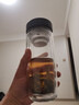 沽咚小茗 雙層玻璃水杯保溫男士茶水分離杯辦公室車(chē)載泡茶杯耐熱便攜水杯 皮紋黑-500ml 曬單實(shí)拍圖
