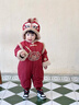 班喜迪嬰兒衣服冬裝嬰幼兒連體衣夾棉加厚寶寶周歲禮服國風(fēng)百天抓周童裝 紅色 90cm 曬單實(shí)拍圖
