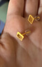 賽菲爾黃金耳釘女款足金5G鏡光金幾何方塊形蜂巢耳飾方牌魚(yú)麟耳鉤 直針款約1.65克 曬單實(shí)拍圖