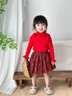 可英童裝女童半身裙兒童百褶裙紅色新年禮物女寶裙女孩短裙學(xué)院風(fēng)半裙 曬單實(shí)拍圖