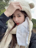 卡帝樂(lè )鱷魚(yú)（CARTELO）小熊帽子女冬季毛絨保暖騎行防風(fēng)連帽圍巾圍脖口罩手套一體四件套 曬單實(shí)拍圖