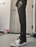 POUM彎刀微喇牛仔褲男裝美式高街痞帥拉鏈排扣冬季vibe直筒長(cháng)褲子男 黑色  常規 L 【105-120斤】 曬單實(shí)拍圖