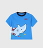 蓋璞男幼童夏季純棉立體鯊魚(yú)印花短袖T恤兒童裝上衣465402 藍色 110cm(4-5歲) 亞洲尺碼 曬單實(shí)拍圖