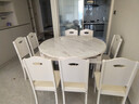明巧匠餐桌可變圓桌伸縮折疊實(shí)木大理石餐桌椅組合現代輕奢餐桌客廳家具 白色框架 1.35米 一桌八椅 曬單實(shí)拍圖