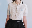 Teenie Weenie【莫代爾混紡】小熊女裝夏季絞花肌理感針織短袖開(kāi)衫 白色 M (165) 曬單實(shí)拍圖