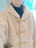 粟茝羊剪絨皮毛一體大衣外套女全羊毛羊毛剪外衣婦女短連帽卷曲2025冬 杏色100羊毛 S 110斤內 曬單實(shí)拍圖