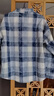 查爾斯桃心格子襯衫長(cháng)袖美式復古襯衣休閑情侶加絨外套 藍白格  L 曬單實(shí)拍圖