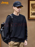 JEEP吉普高端刺繡男士衛衣26春秋套頭寬松圓領(lǐng)純色打底重磅長(cháng)袖T恤男 曬單實(shí)拍圖