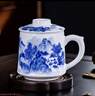 羲鶴隱堯「羲鶴堂」景德鎮青花瓷陶瓷手繪辦公杯 茶水分離帶過(guò)濾網(wǎng)泡茶杯 手繪（錦繡山河） 曬單實(shí)拍圖