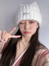 京悠雨【大頭星球】韓版休閑風(fēng)貓耳朵毛線(xiàn)帽女顯臉小百搭加厚保暖針織帽 卡其色 偏大碼(56-61CM) 曬單實(shí)拍圖