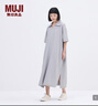 無(wú)印良品（MUJI）IDEE 女式 平紋 短袖連衣裙 女裝裙子25年夏季 連身裙 GA45CC5S 煙熏綠色 M (155/80A) 曬單實(shí)拍圖