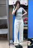 哈魯迪白色牛仔褲女士直筒闊腿褲2025秋冬新款高級簡(jiǎn)約韓版垂感休閑褲 白色 M （90-100斤） 曬單實(shí)拍圖