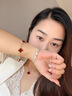 GIOIO18k金四葉草手鏈AU750雙面鑲嵌紅瑪瑙幸運草手鏈生日禮物送女友 五花紅瑪瑙手鏈【玫瑰金】 15mm【一物一證】 曬單實(shí)拍圖
