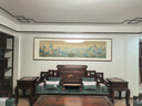 摩馬藝品千里江山圖山水畫(huà)客廳裝飾畫(huà)中式掛畫(huà)沙發(fā)背景畫(huà)宋氏美學(xué)國畫(huà) 雅致紅褐實(shí)木畫(huà)框【免費安裝】 90x298cm（館藏絲絹畫(huà)芯超長(cháng)定制版） 曬單實(shí)拍圖