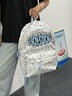 巴布豆（BOBDOG）巴布豆正版大容量涂鴉高中潮流印花高中生休閑大學(xué)生百搭雙肩背包 白色單包 曬單實(shí)拍圖
