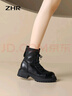 ZHR馬丁靴女秋時(shí)尚簡(jiǎn)約厚底英倫短靴增高圓頭百搭女靴 CQ10 黑色 39 曬單實(shí)拍圖