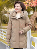 啄木鳥(niǎo)（TUCANO）中年媽媽冬裝外套中長(cháng)款棉衣中老年女裝羽絨棉服加厚大碼棉襖外套 卡其色  加厚 4XL (可穿135-150斤) 曬單實(shí)拍圖