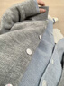 Sweetly·Sun毛衣女款秋冬新款韓系撞色假兩件灰色針織開(kāi)衫外套女慵懶外搭 藍拼白 S 建議75-95斤 曬單實(shí)拍圖