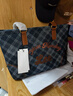 Lee秋冬新款格紋托特包女大學(xué)生單肩包通勤休閑包新年情人節禮物 曬單實(shí)拍圖