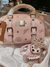 迪士尼（DISNEY）斜挎包包女款生日禮物女士送女生輕奢小眾2025年新款女包元旦禮物 瑪麗貓波斯頓包-粉色 曬單實(shí)拍圖