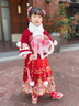 藍貝妮漢服女童冬季套裝加絨中國風(fēng)兒童唐裝新年拜年服裝小女孩過(guò)年衣服 紅色套裝（裙子+上衣） 130 碼建議身高120CM 曬單實(shí)拍圖