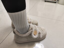 啄木鳥(niǎo)加絨棉鞋女2025年冬季新款防滑雪地靴皮毛一體毛毛鞋百搭勃肯鞋子 米白色 38 (240mm) 曬單實(shí)拍圖