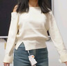 森馬（Semir）針織衫女冬季短款斜肩開(kāi)叉2025溫柔小個(gè)子設計感上衣10A725107002 曬單實(shí)拍圖