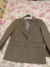 三彩【綿羊毛】2025冬季新款人字紋西裝領(lǐng)外套毛呢大衣寬松復古S 橄欖綠 XL 170/92A 曬單實(shí)拍圖