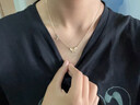 DAVA奧特萊斯清倉特價(jià)18K金鑲鉆貓眼石蝴蝶項鏈頸鏈高級鎖骨鏈女配飾 32鑲鉆貓眼石雙蝴蝶項鏈(金色) 曬單實(shí)拍圖