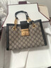 古馳（GUCCI）女包單肩包Padlock系列GG肩背包托特包情人節 七夕節禮物 小 號 26cm 烏木色黑色飾邊 曬單實(shí)拍圖