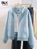 班尼路（Baleno）S&K插肩袖連帽開(kāi)衫衛衣女2026春秋季新款小個(gè)子上衣寬松短款外套 曬單實(shí)拍圖