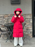 英氏（YEEHOO）兒童羽絨服三防長(cháng)款過(guò)膝冬季保暖外套女童冬裝連帽男童中童戶(hù)外 紅色 130 曬單實(shí)拍圖