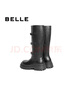 百麗（Belle）顯瘦舒適騎士靴女增高厚底長(cháng)靴D4H1DDG4 黑色 36 (230mm) 曬單實(shí)拍圖