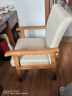 原始原素實(shí)木椅子靠背扶手椅電腦書(shū)桌椅家用單人沙發(fā)椅舒適合老人坐的椅子 胡桃色+卡其色加厚軟包/久坐舒 曬單實(shí)拍圖