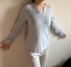 帕羅（PALUOPO）2025精致亨利領(lǐng)山羊絨衫女士秋冬款毛衣打底針織衫ET19156R 白灰 M 160/100 曬單實(shí)拍圖