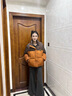 冬季2026新款撞色棉服女短款小個(gè)子棉衣寬松洋氣加厚棉襖保暖外套 橙色 L  建議體重100-115斤 曬單實(shí)拍圖