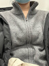H's白色針織開(kāi)衫女25冬新款高級設計感立領(lǐng)綿羊毛衣氣質(zhì)上衣外套 深灰色 M 曬單實(shí)拍圖