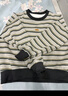 尚靜條紋撞色復古衛衣女2025秋新款學(xué)院風(fēng)寬松小個(gè)子上衣 灰/多色 M 曬單實(shí)拍圖