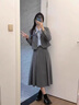 老師正式場(chǎng)合正裝女套裝大學(xué)生教資面試輕職場(chǎng)穿搭小個(gè)子通勤西服 灰色外套＋9129裙 M 曬單實(shí)拍圖