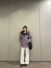 溫格芳冬季派克服羽絨棉服女2026新款韓系加厚工裝棉衣保暖毛領(lǐng)棉襖外套 紫色 M 曬單實(shí)拍圖