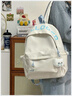 沫子（mozi）韓系ins風(fēng)書(shū)包女生小學(xué)生2026新款簡(jiǎn)約百搭大學(xué)生雙肩背包女輕便 白色 帶月亮掛件 曬單實(shí)拍圖