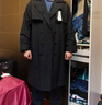 羅蒙（ROMON）2025新款風(fēng)衣男中長(cháng)款過(guò)膝秋冬季男士外套雙排扣克蘇魯文職大衣潮 黑色 3XL 曬單實(shí)拍圖