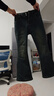 紅蜻蜓加絨加厚微喇牛仔褲女2025年冬季新款女裝闊腳長(cháng)褲女士喇叭褲子女 水泥灰長(cháng)褲- 加絨 超柔絨 2XL 曬單實(shí)拍圖