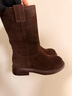 百麗女鞋周游世界絨面西部靴冬季美拉德短筒靴E6G2DDZ5 啡色 38 曬單實(shí)拍圖