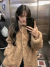 她芙（tafu）品牌女裝皮草外套女中長(cháng)款2025冬季新款韓版仿羊羔毛皮毛一體上衣 摩卡棕 M  【推薦100-120斤】 曬單實(shí)拍圖
