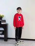 WASSUP WKENG聯(lián)名小熊男童連帽衛衣套裝秋冬2025新款中大童加絨兒童春季運動(dòng)服 紅色+黑褲子（春秋款） 130 兒童尺碼推薦【45-62斤】 曬單實(shí)拍圖