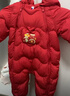 迷你巴拉（minibala）羽絨服連體衣外出嬰兒衣服紅色周歲衣服百日禮送人 中國紅60611 -福氣滿(mǎn)滿(mǎn) 90 【充絨量76.2g】 曬單實(shí)拍圖