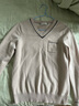 帕羅（PALUOPO）羊絨衫女v領(lǐng)拼色秋冬100%山羊絨打底條紋提花口袋時(shí)尚保暖針織衣 駝灰 M 160/100 曬單實(shí)拍圖